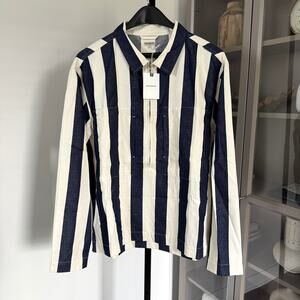 Knickerbocker 37 Pullover Japanese Twill Wide Blue Stripe Shirt XXL NEW Jacket